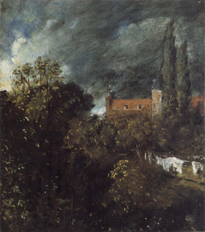 John Constable View into a Garden in Hampstead with a Red House beyond Norge oil painting art
